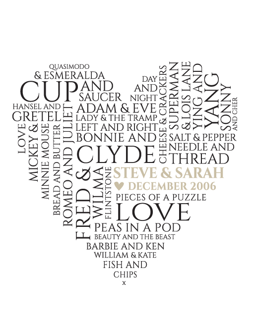 Typographic Heart "We Go Together Like..."