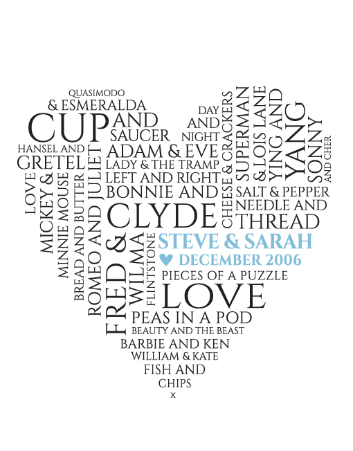Typographic Heart "We Go Together Like..."