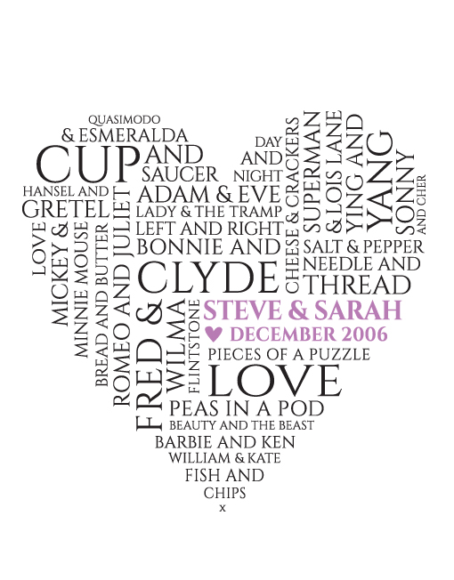 Typographic Heart "We Go Together Like..."