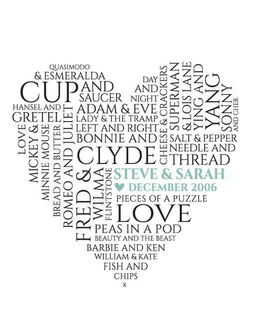 Typographic Heart "We Go Together Like..."