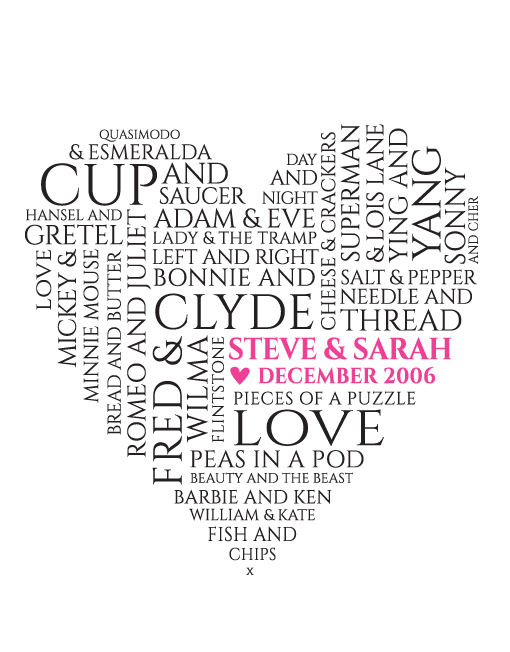 Typographic Heart "We Go Together Like..."