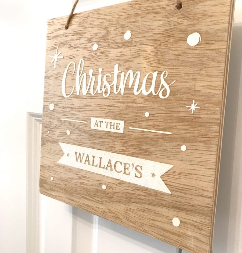 Christmas at the... Family Handmade Wooden Door Sign/Plaque