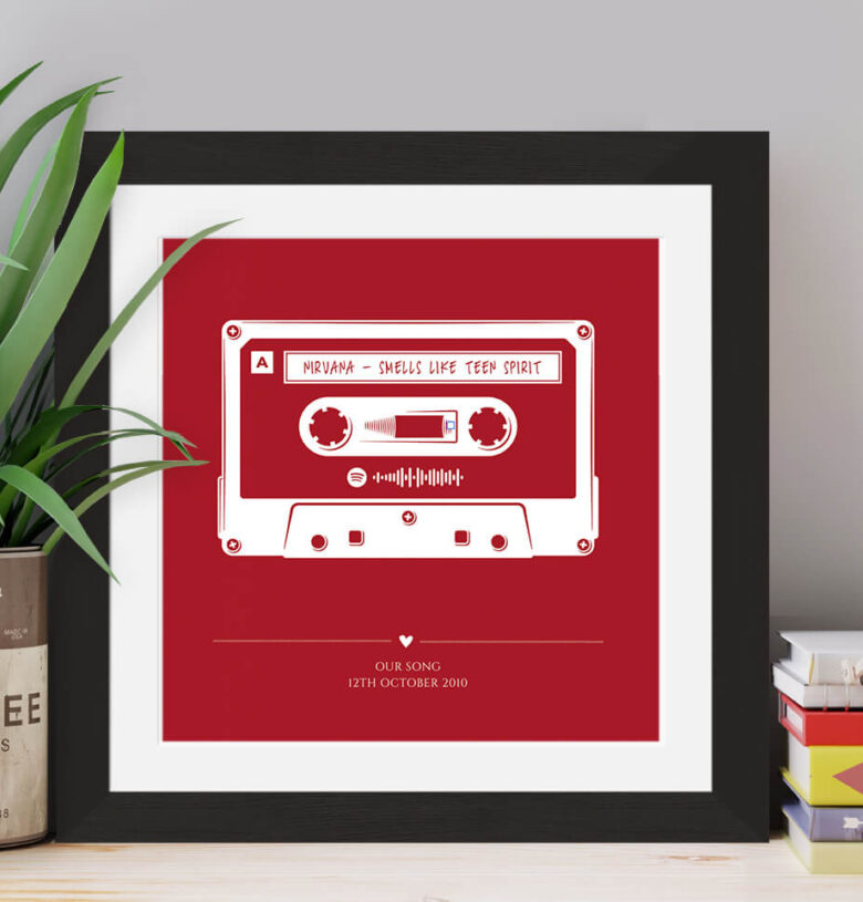 Personalised Favourite Song Cassette Retro Print - with Spotify Code