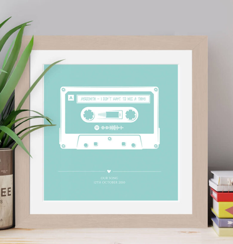 Personalised Favourite Song Cassette Retro Print - with Spotify Code