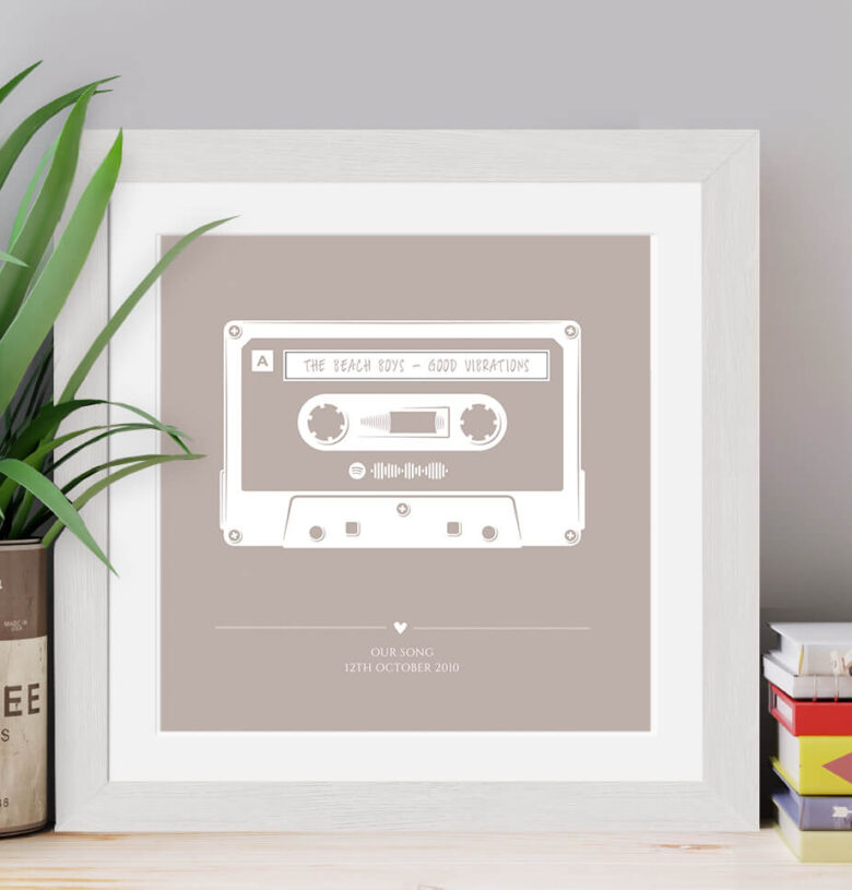 Personalised Favourite Song Cassette Retro Print - with Spotify Code