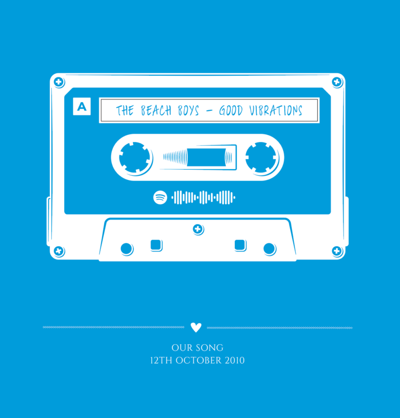Personalised Favourite Song Cassette Retro Print - with Spotify Code