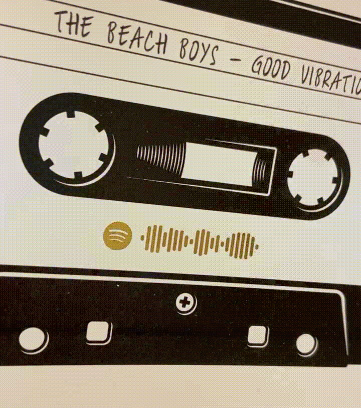 Personalised Foil Detail Cassette Print - with Spotify Code of your Favourite Song or Playlist